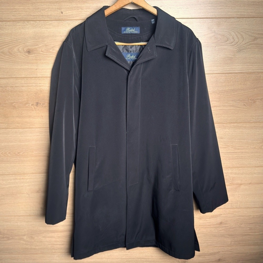 Ralph Lauren‎ Black Full Length Button Front Trench Coat Mens Size 42R